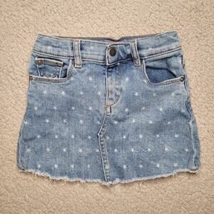 DL1961 Skirt Girls 5 Jenny Mini Blue Denim Stars Print Twilight Raw Hem Casual